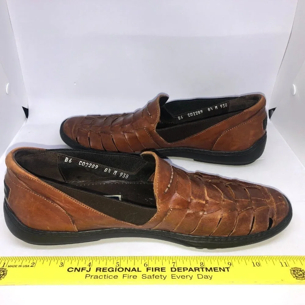 Bragano Italian Brown Leather Loafer Sandals Men's 8.5 - Picture 7 of 11